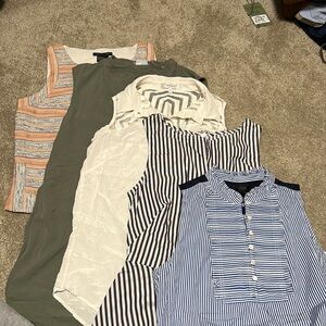 Five sleeveless dress shirts - Vince, A|X, etc. Size M